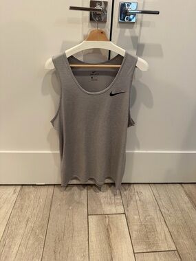 Nike Men’s Light Grey Dri-FIT Tank with Black Swoosh